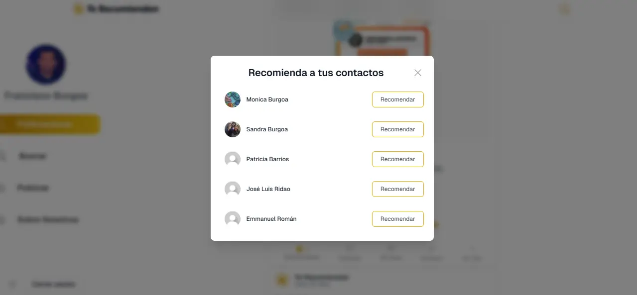 Recomendar a un contacto